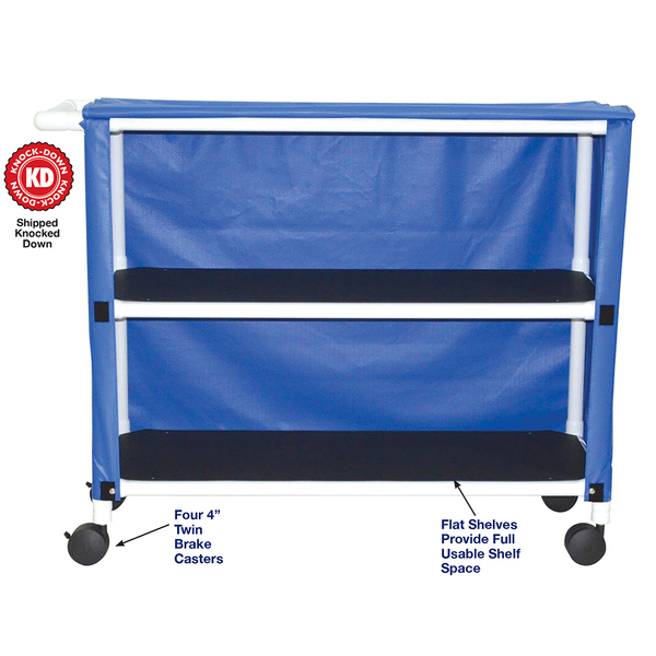 Mjm Internaitonal Jumbo Two Shelf Linen Cart, Standard Mesh - Navy 350-2C-SM-NV